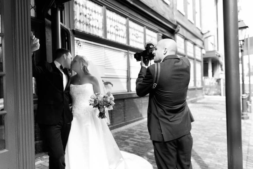 Heather and Matt celebrating at their Olde Bar Philadelphia wedding reception